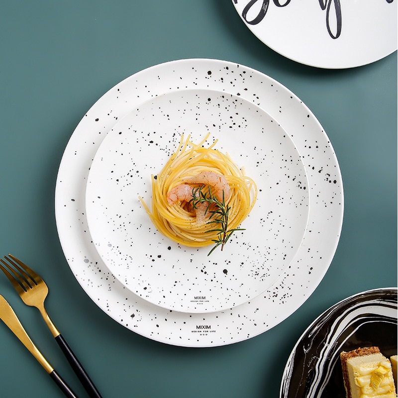 Płyta ceramiczna styl skandynawski kreatywne naczynia stek talerz śniadaniowy oryginalny projekt domowe okrągłe zastawa stołowa ins przybory kuchenne