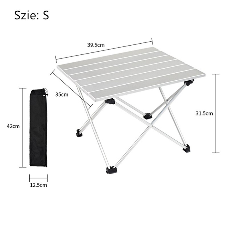 Portable Aluminum Alloy Folding Table Mini Barbecue Camping Desk Outdoor Hiking Picnic Table: Silver S