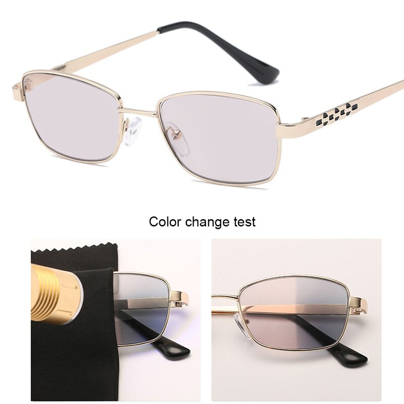 Lentes de transición gafas de lectura fotocrómicas gafas de lectura de marco completo de Metal para hombres y mujeres + 1,0 + 1,5 + 2,0 + 2,5 + 3,0