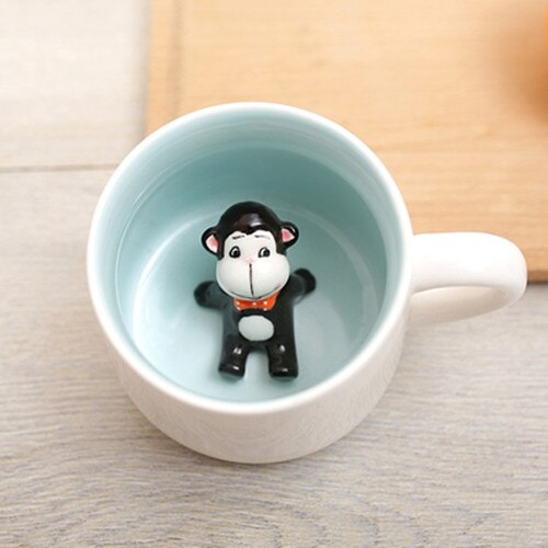 400ml Cute Animal Ceramic Mugs Cartoon Coffee Milk Tea Breakfast Cup Novelty Mugs: Monkey