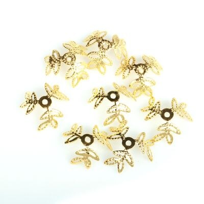 100Pcs Kleeblatt 18mm Filigree Bead Caps für Schmuck Machen Blume Perlen Kappen Erkenntnisse Diy Armband Ohrringe Zubehör: 18mm Gold