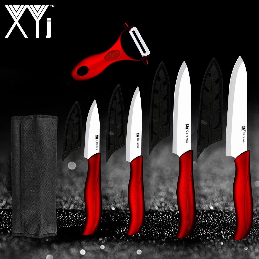 XYj 3'' 4'' 5'' 6'' INCH Ceramic Knife Kitchen Chef Set Fruit Ceramic Peeler With Knife Storage Carrying Bag Case Accessory