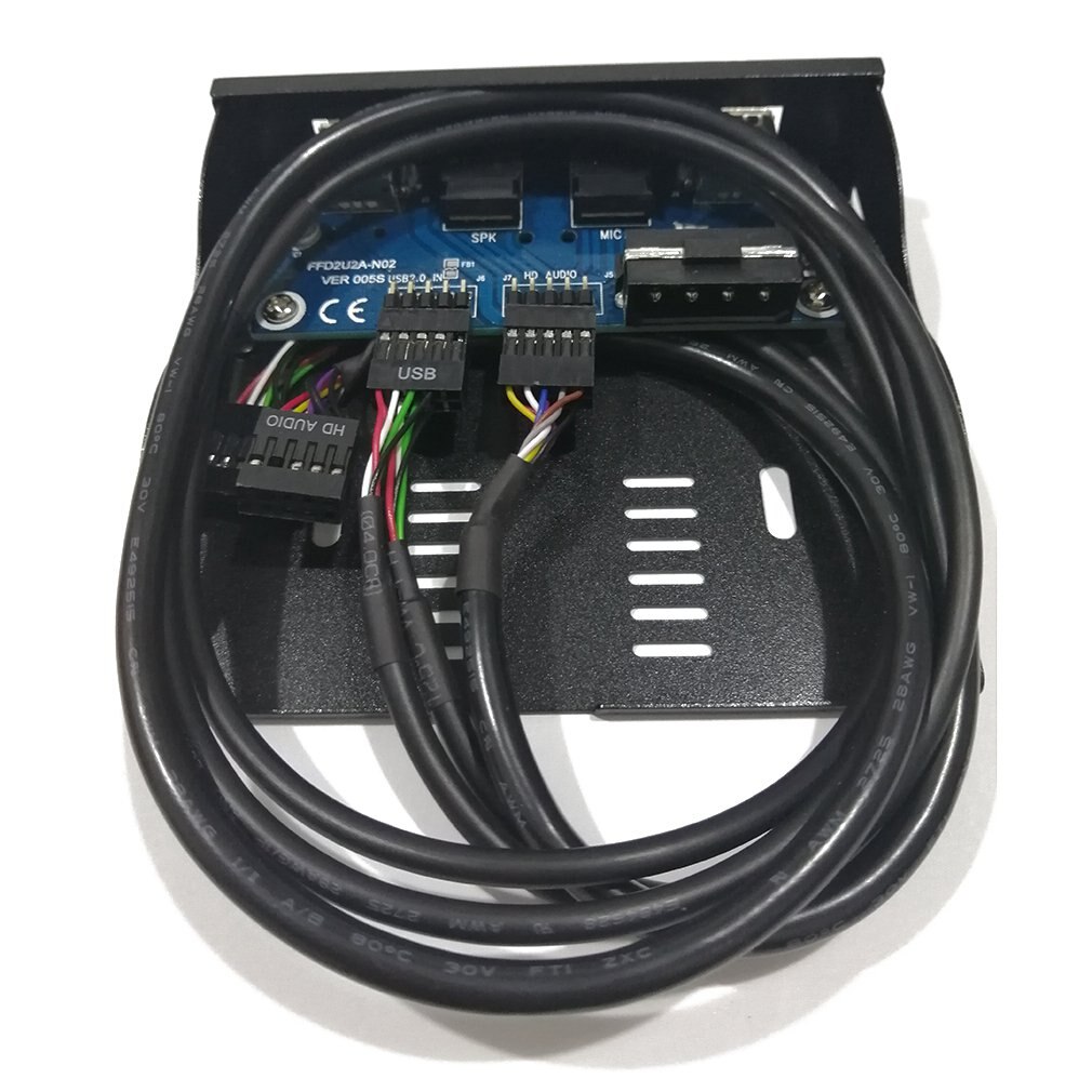 3.5'' 2-USB 2.0 Port HUB HD Audio Output Floppy Drive Expansion Front Panel Digital Mobile Rack Expanding for Your PC