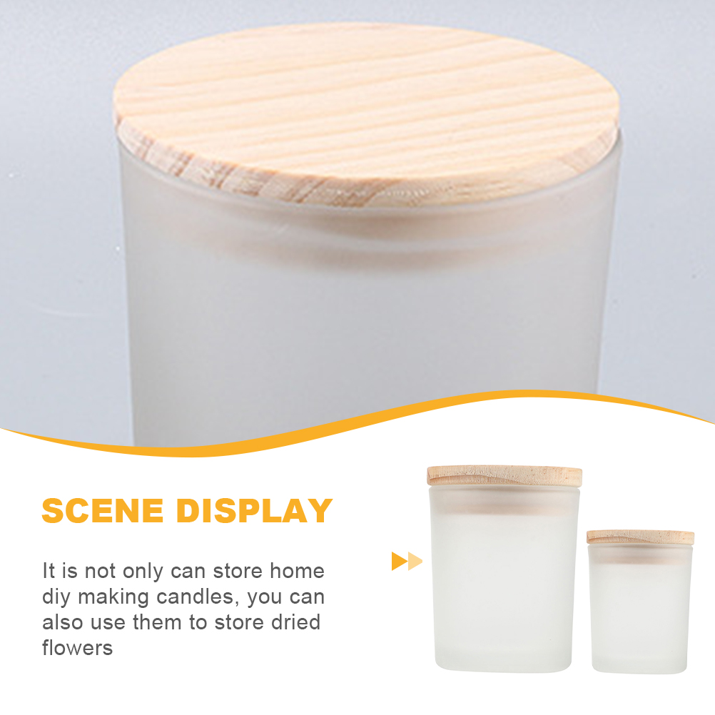 2pcs Empty Candle Containers Glass Candle Jar Candle Making Glass Jar with Wooden Lid