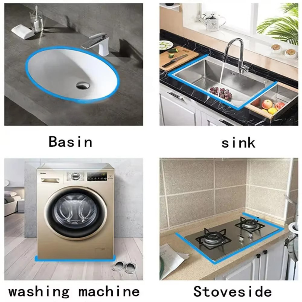 Barrière auto-adhésive en Silicone, barrage d'eau pour comptoir de cuisine, barrière étanche, salle de bains, douche, bouchon d'eau, protection, séparation sèche et humide