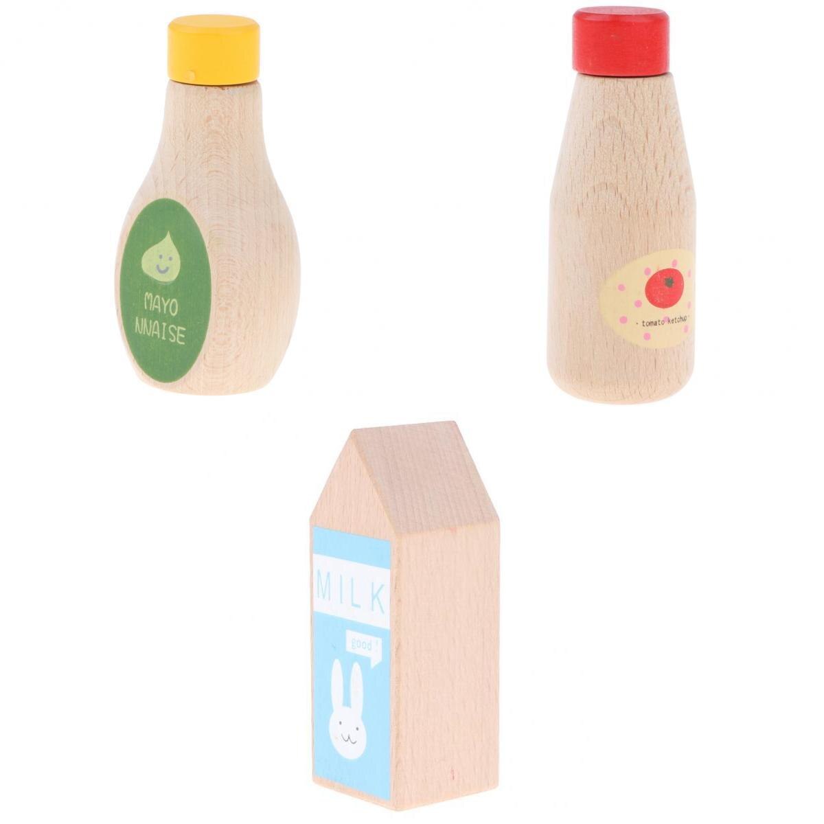 Condiments Tomato Ketchup Mayonnaise Bottle Wooden Pretend Toys
