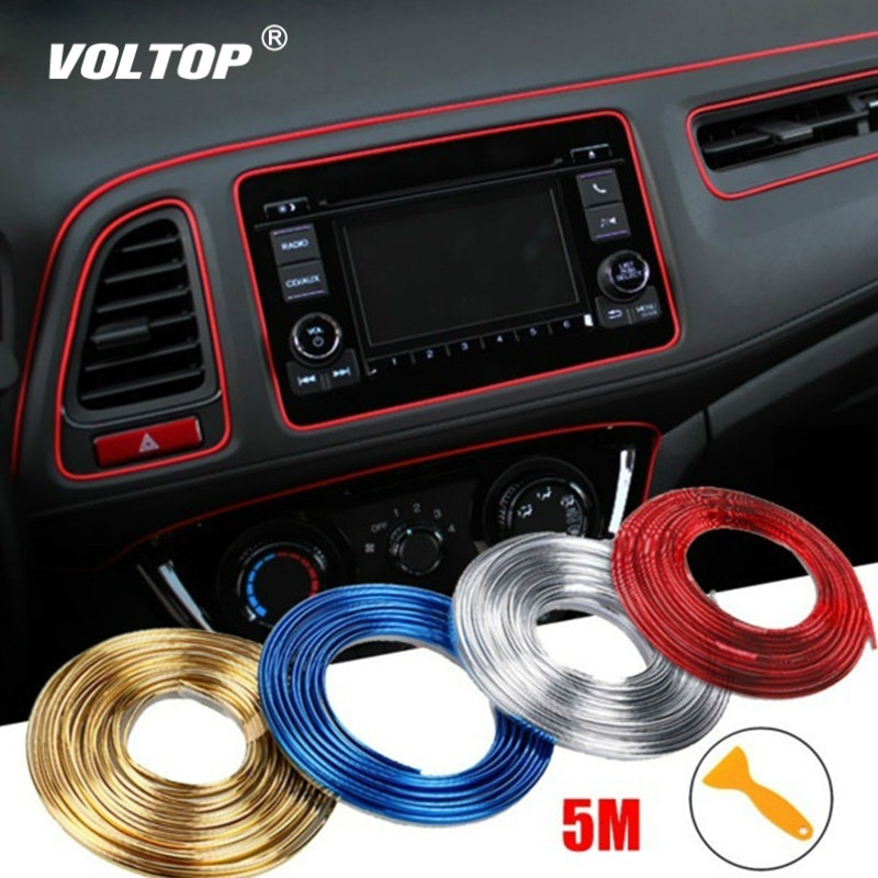 5m ljusa lister bil dekoration interiör linje flicka biltillbehör hängande instrumentbräda ornament dörr panel gap
