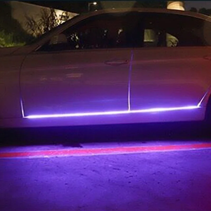 Luz ambiental que fluye Luz de la falda lateral del coche, tira de luz de desplazamiento, luz que fluye colorida con accesorios de luz de decoración de puerta: Grey / Blanco frío