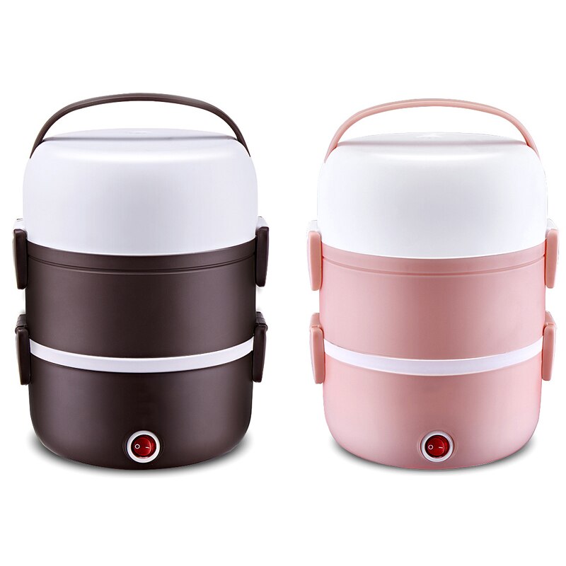 Mini Electric Rice Cooker Stainless Steel 2/3 Layers Steamer Portable Meal Thermal Heating Lunch Box Food Container Warmer 220V