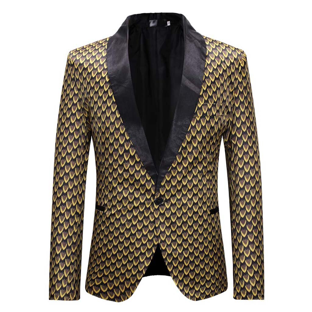 JAYCOSIN Men's Printed Blazer - Single Breasted Notched Collar Casual Outwear: M