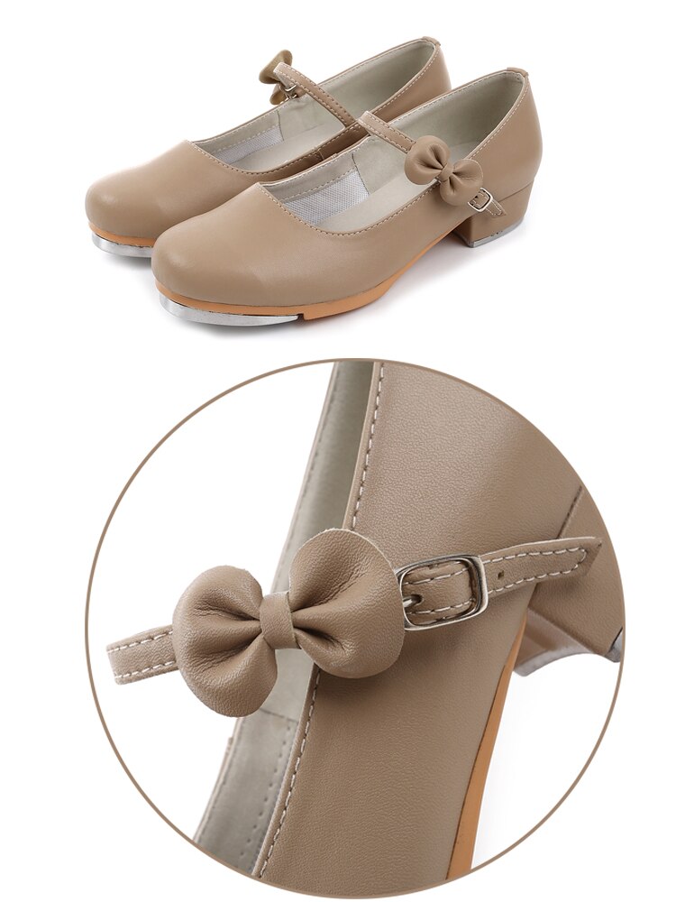 Chaussures de danse à talons bas en T pour filles, en cuir verni, noir, Jazz Step Dance, sabots, taille 23-42