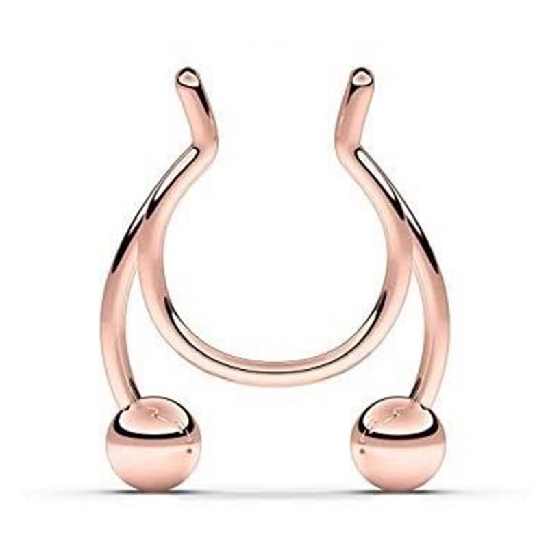 1 stücke Geweih Förmigen Gefälschte Nase Ring Band Septum Ringe Edelstahl Nase durchbohren Gefälschte durchbohren Oreja Pircing Schmuck: Rose Gold Farbe