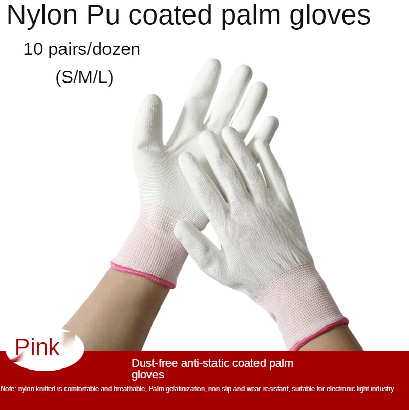 10 pares de guantes de trabajo de revestimiento de seguridad de nitrilo PU guantes con palma revestida guantes de trabajo mecánicos tienen certificado CE EN388: Plam Coated / L