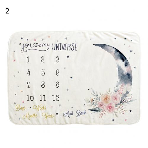 Maan bloemenprint flanel baby maandelijkse mijlpaal deken foto prop achtergrond ademende zachte fotografie accessoires: 2