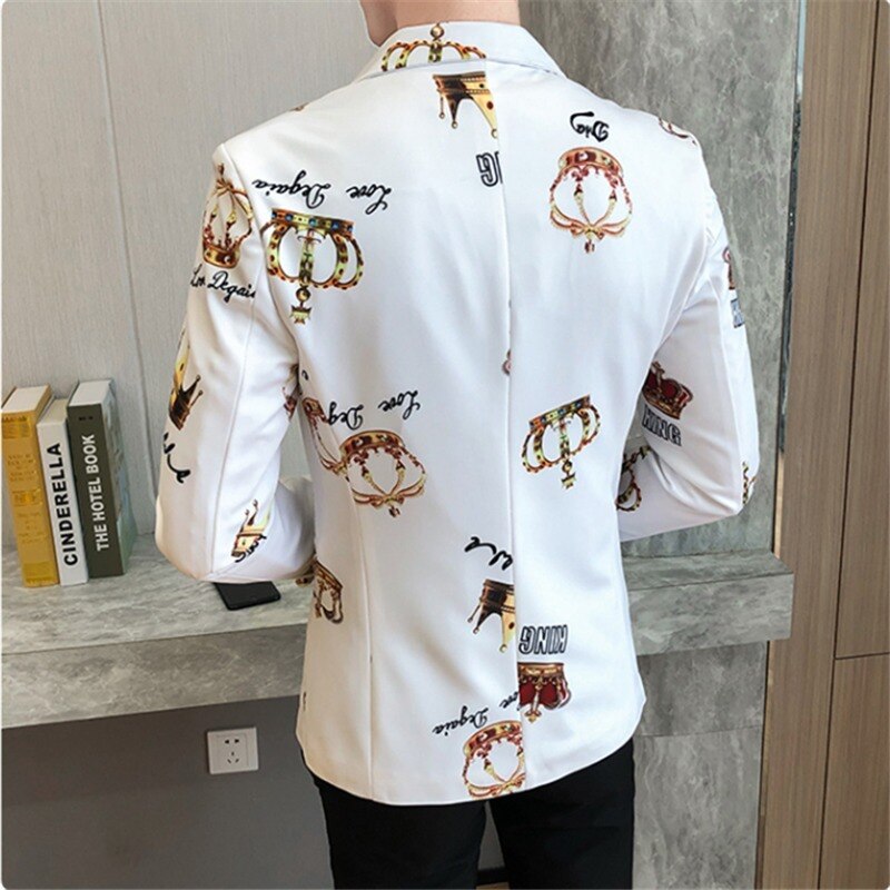 Men's Suit Jacket Spring Crown Print Wedding Dress Men's Slim Dress Spring Casual Men's Party Dress