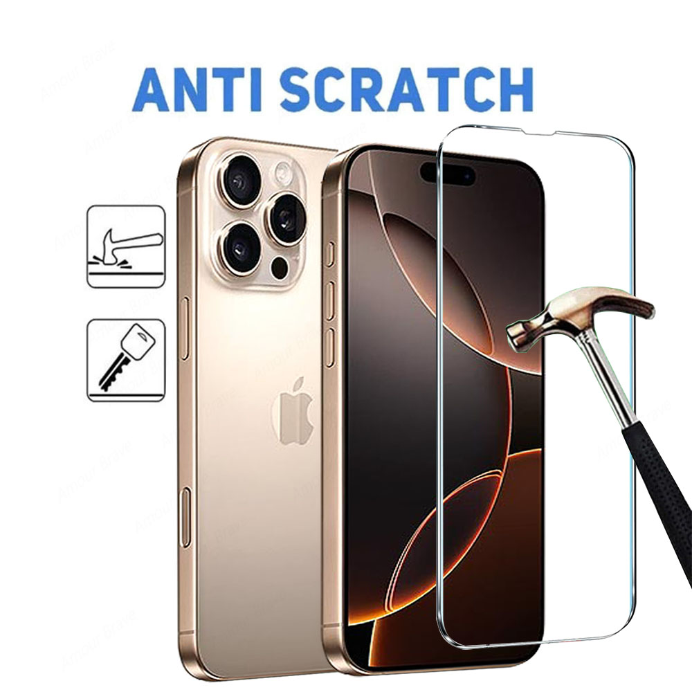 4Pcs Protective Glass on For IPhone 16 15 14 13 12 11 Pro Max XS XR Mini Screen protector For Iphone 7 8 16 Plus Tempered Glass