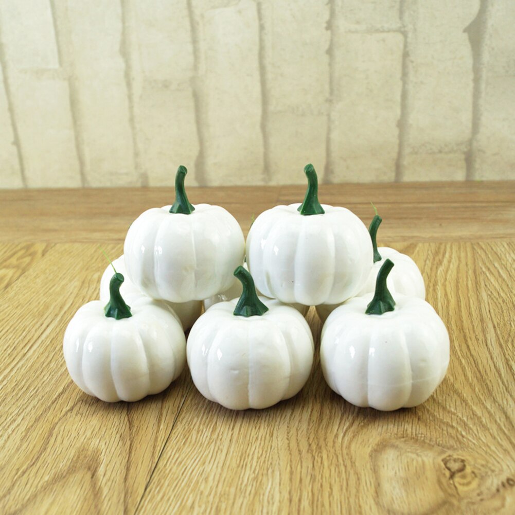 16Pcs Simulation Bubble Small White Pumpkin Foam Mini DIY Artificial Handwork Halloween Decor Car Interior Decoration 5.6*6.5
