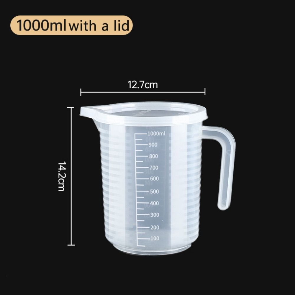 Vaso de medición graduado de plástico de gran capacidad, vaso de laboratorio transparente con tapa, taza mezcladora transparente, cocina y horneado