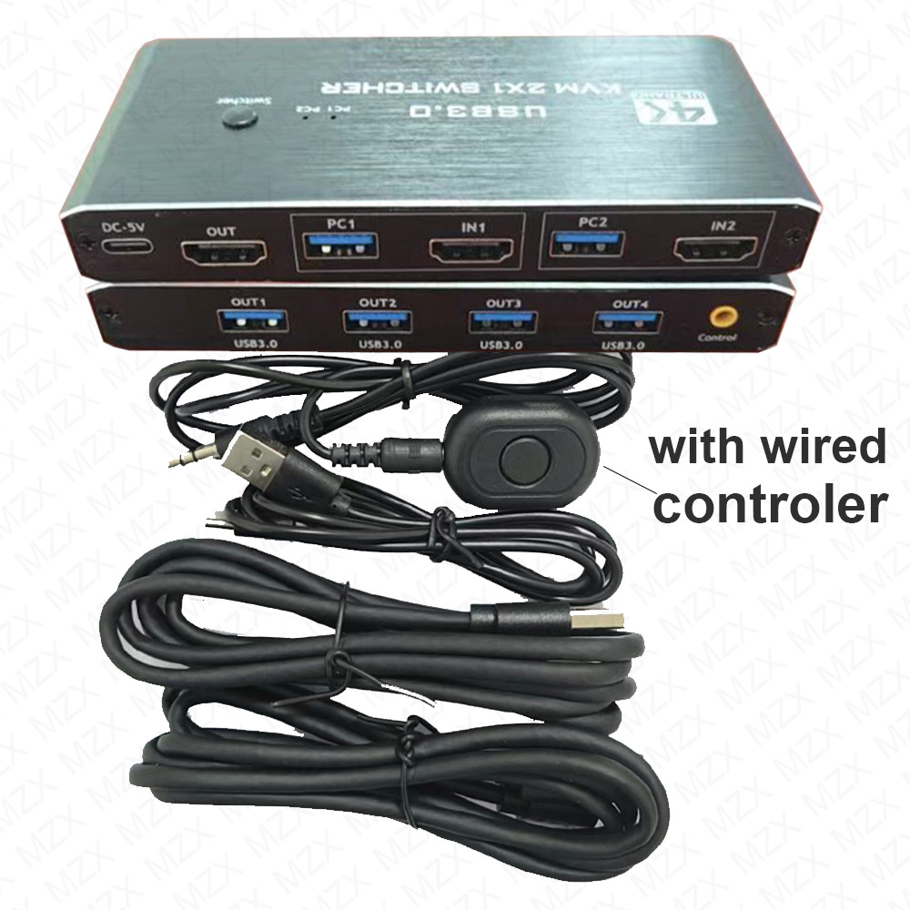 Mzx Kvm Switcher Usb 3.0 Hub Switch Hdmi-Compatibele 4K Selector Docking Station 2 Computer Delen 4 Usb Apparaten Toetsenbord Monitor: Bruin