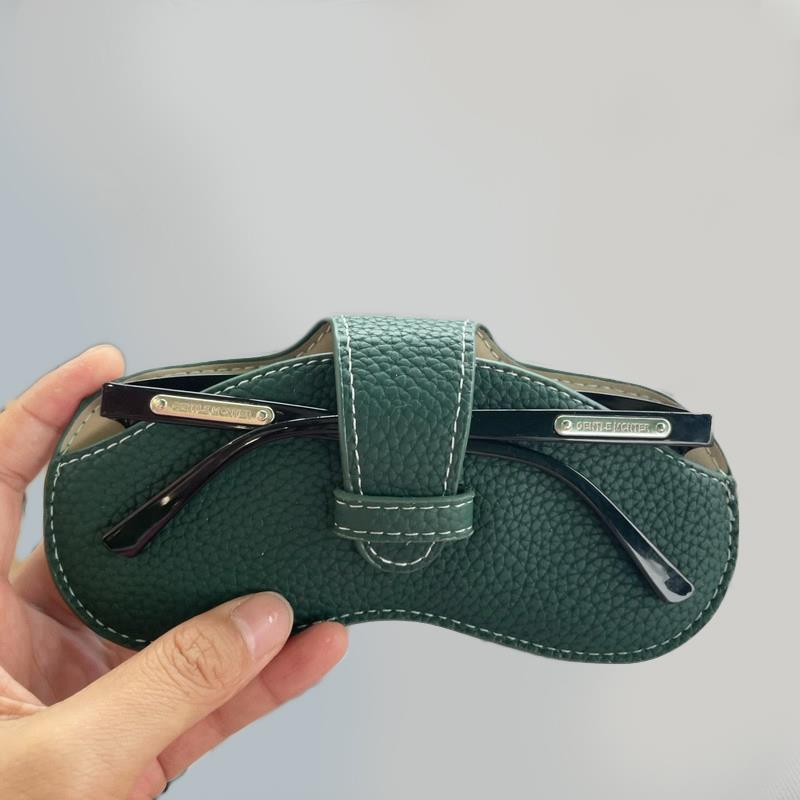 Brillenkoker Dames Leer Zacht Brillentas Mode Draagbare Zonnebrillendoos Tas Accessoires Brillenkoker Zonnebrillendoos: Army Green