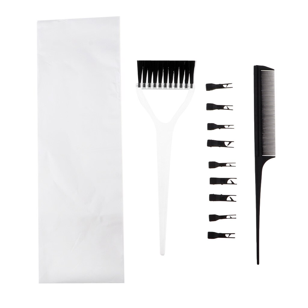 Dual Sides Rat Tail Highlighting Microbraiding Sectioning Hair Comb + Fan Shape Dye Brush