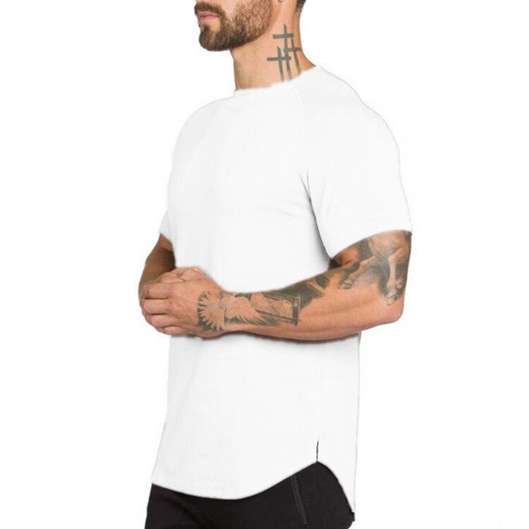 Muscleguy t-shirt long pour homme, Hip Hop, gym, Extra Long, musculation et Fitness: WHITE / XXL