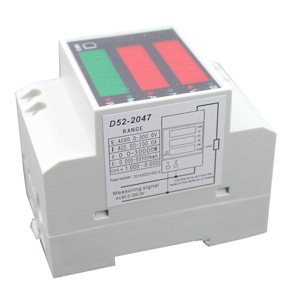 D52-2047 AC 80-300V 0-100A Din Rail LED Voltmeter Ammeter Active Power Factor Energy meter Voltage Volt Current Digital Meter