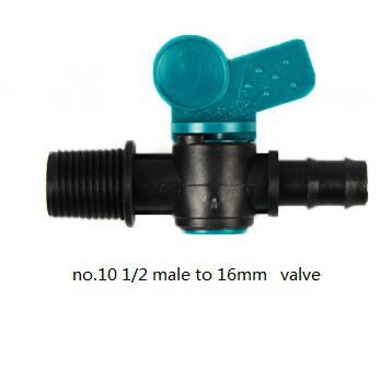 5pcs 16-Kinds Drip Irrigation Tape Ball Valves 1/2" Thread 16mm 20mm 25mm Barbed Connectors Trickle Irrigation Water Pipe Valve: No.10