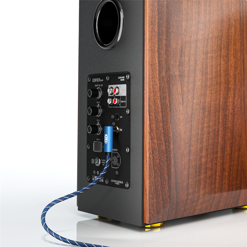 Emk Dobbel 90 grader rca til rca hann til hann lydkabel gullbelagt rettvinklet rca lydkabel til hjemmekino dvd tv