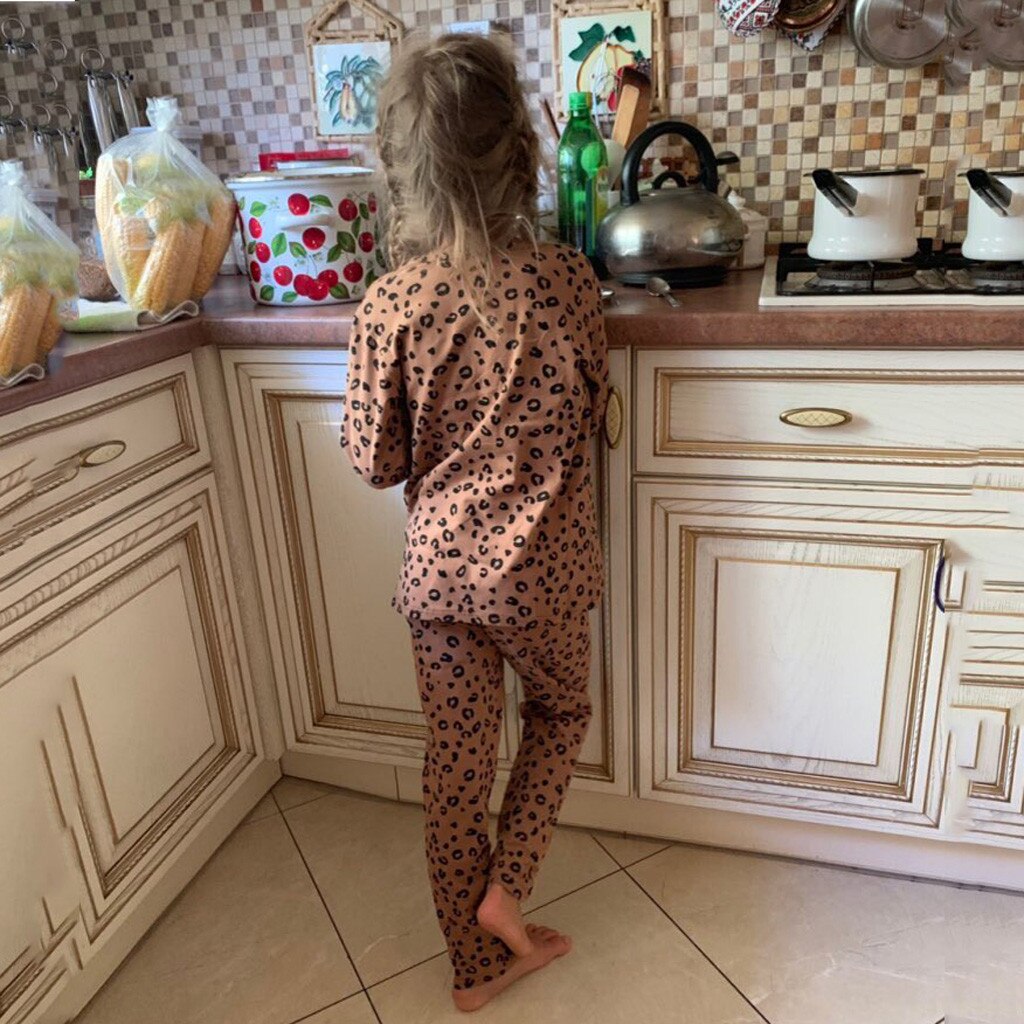 Nachtwäsche Kinder Baby Jungen Mädchen Pyjamas Set Kinder Kinder Druck Leopard Pyjamas Kinder Lounge Tragen Baumwolle Mädchen Pijama Infantil