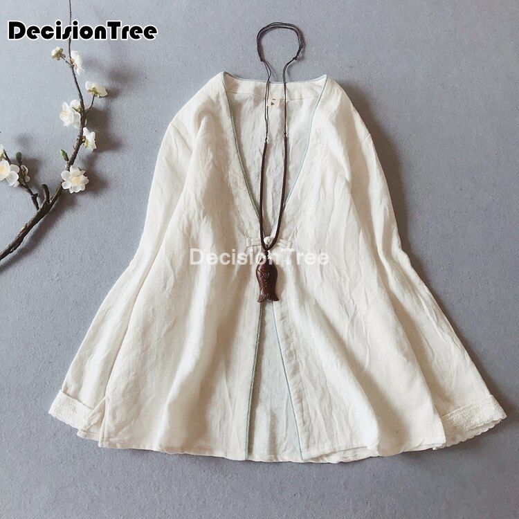 China tops blusa tang antiguo estilo chino manga completa cheongsam camisas servicio de té de algodón de lino hanfu abrigo chaqueta
