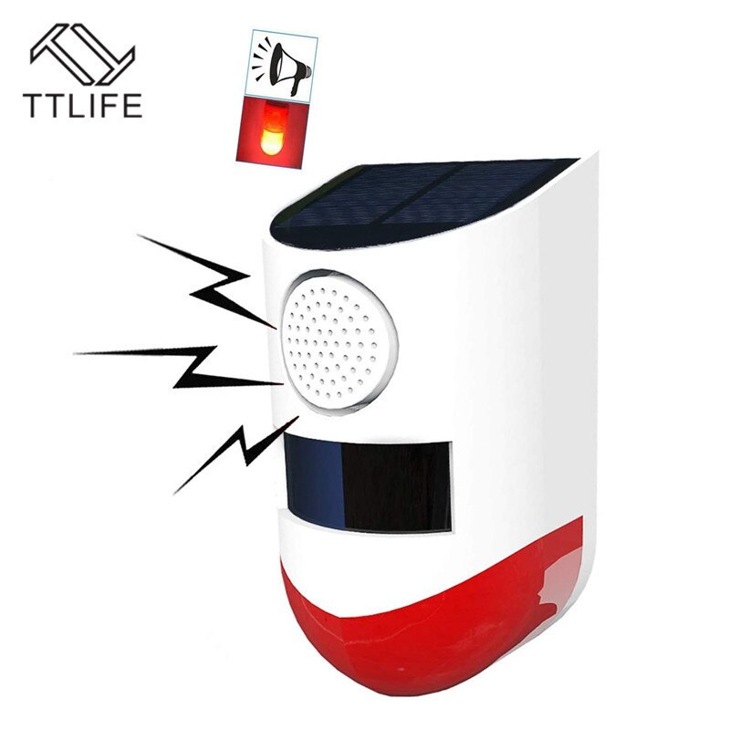 Zonne-energie Infrarood Motion Sensor Detector Sirene Strobe Alarmsysteem Waterdichte 120dB Luid Voor Home Yard Outdoor Beveiliging