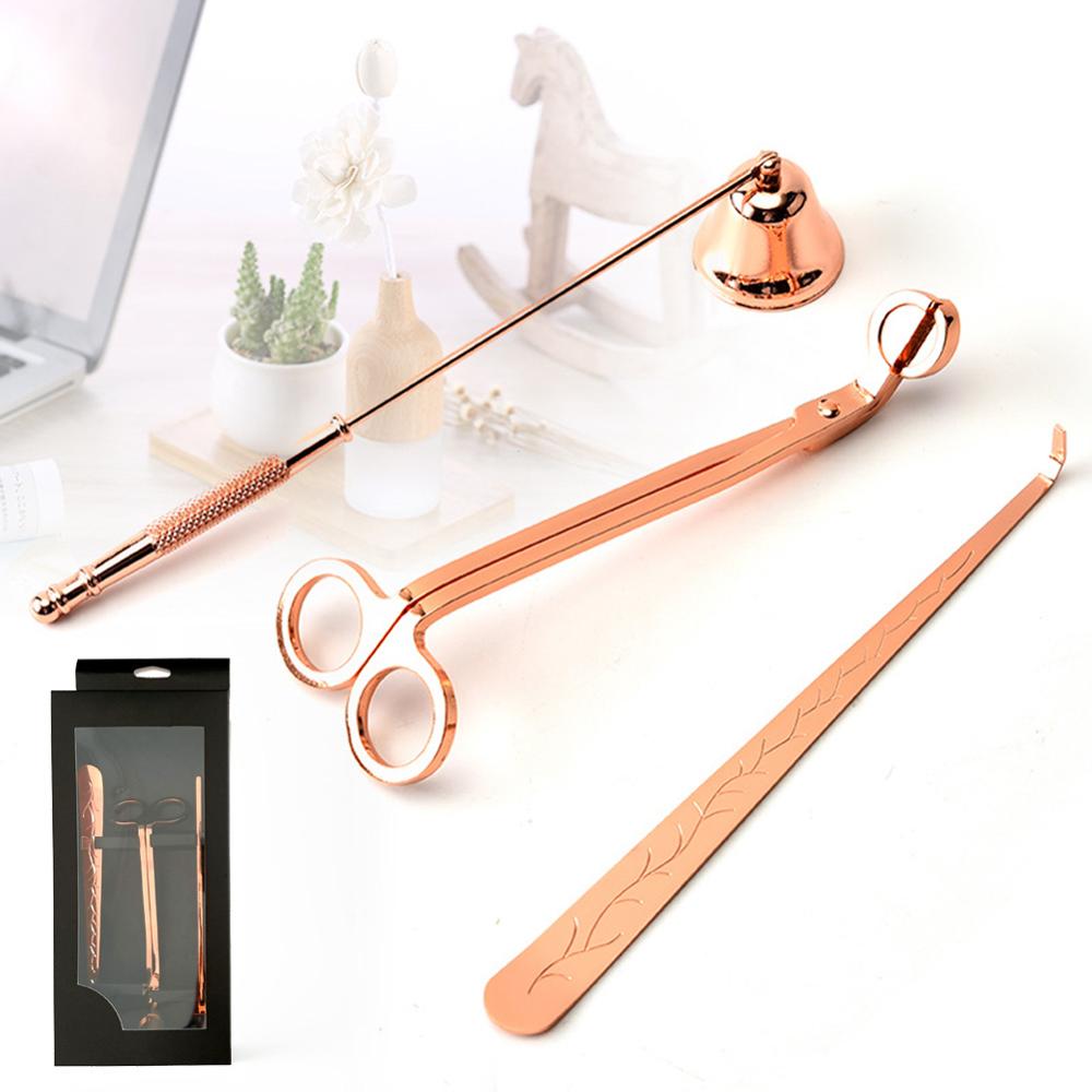 Aromatherapie Kaars Brandblusser Rvs Lont Scharen 3 In 1 Duurzaam Bell Vorm Accessoires Banket Thuis Gereedschap: 04-GD