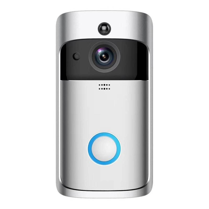 V5 Wifi Smart Deurbel Ip Video Intercom Deurtelefoon Deurbel Wifi Deurbel Camera Ir Alarm Draadloze Beveiliging Camera Pir detecteren: sliver