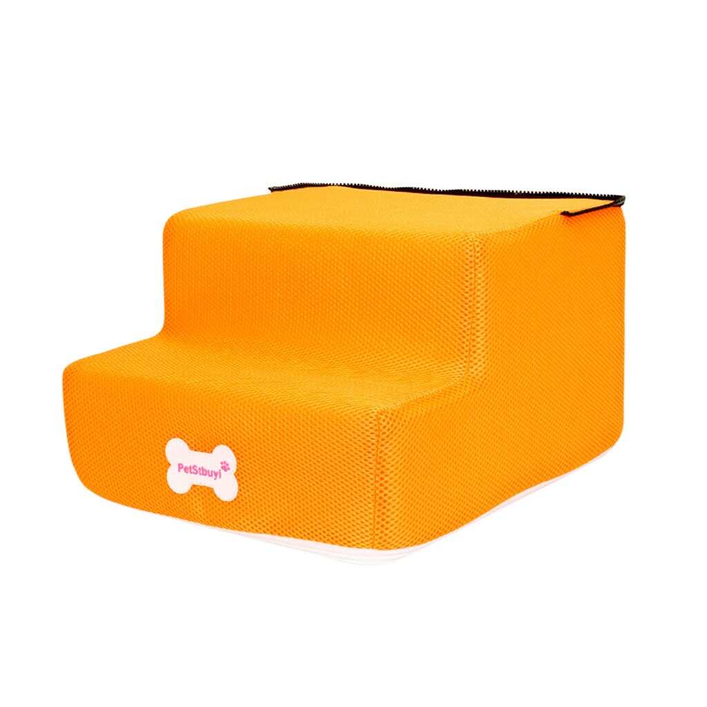 Pet Products Breathable Mesh Foldable Pet Stairs Detachable Pet Bed Stairs Dog Ramp 2 Steps Ladder Pet Stairs Dog Access: Orange
