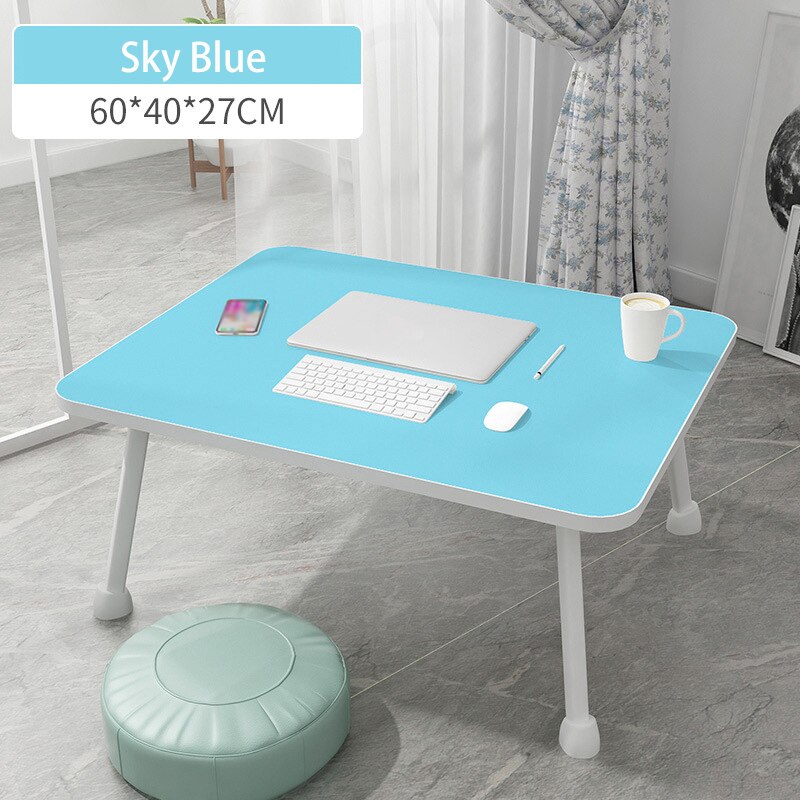 Wooden Portable Folding Adjustable Foldable Laptop Table Multipurpose Sofa Bed Trays Students Dormitory Laptop Table Desk Stand: Sky Blue