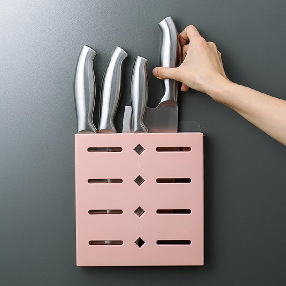 Wall-Mounted Adhesive Drain Kitchen Knife Storage Container Cutlery Organizer Kitchen Knives Holder Utensils Organizer