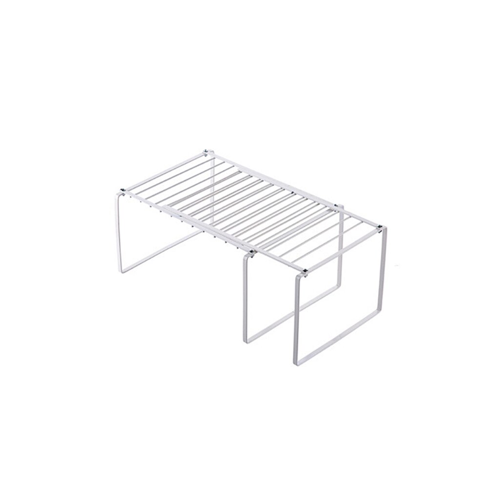 Retractable Shelf Stackable Sliding Rack Organizer Iron Storage Rack For Cabinets Tableware Countertop Household Storage Shelf: White