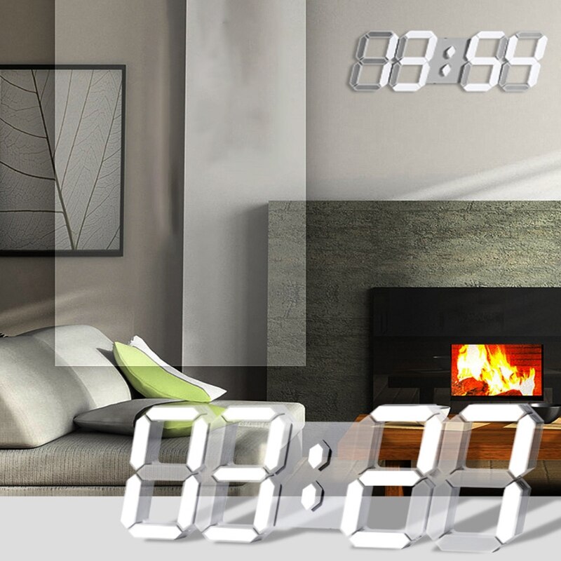 3D LED Digital Wall Clock with Extra Large Numbers, Remote Control, Large Digital Timer, for Warehouse/Office/Home/Livin