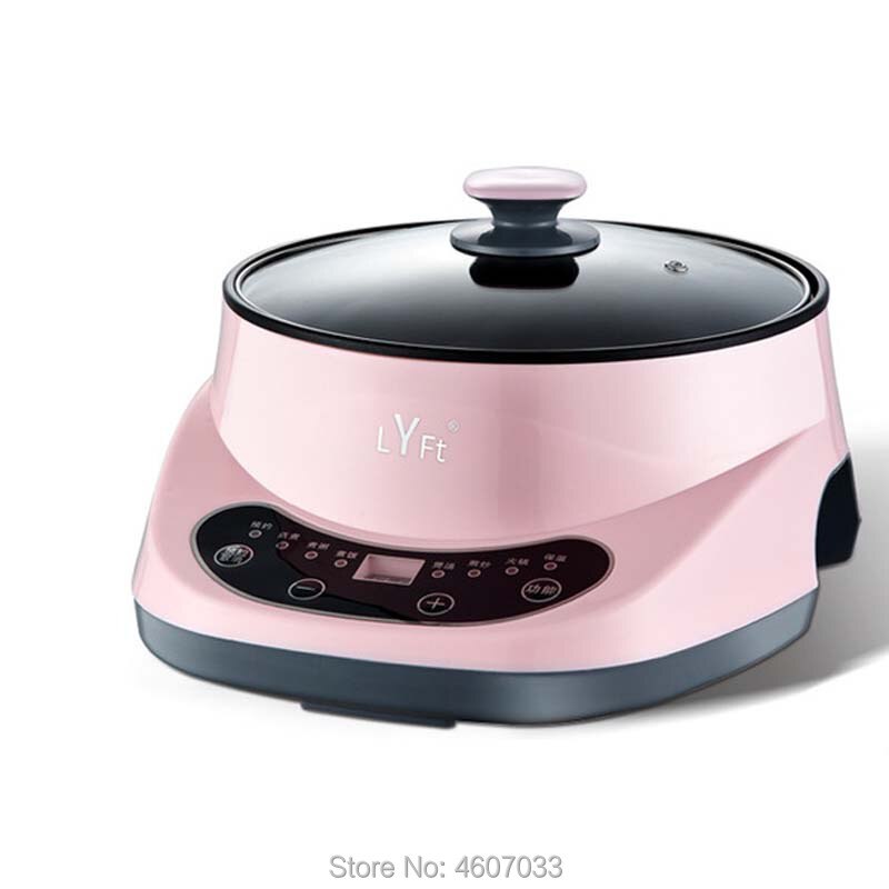 Smart elektrisk gryde multifunktionel madlavning elektrisk stegepande husholdnings-non-stick kollegie risengrød gør damper: Lyserød / Diameter 20cm