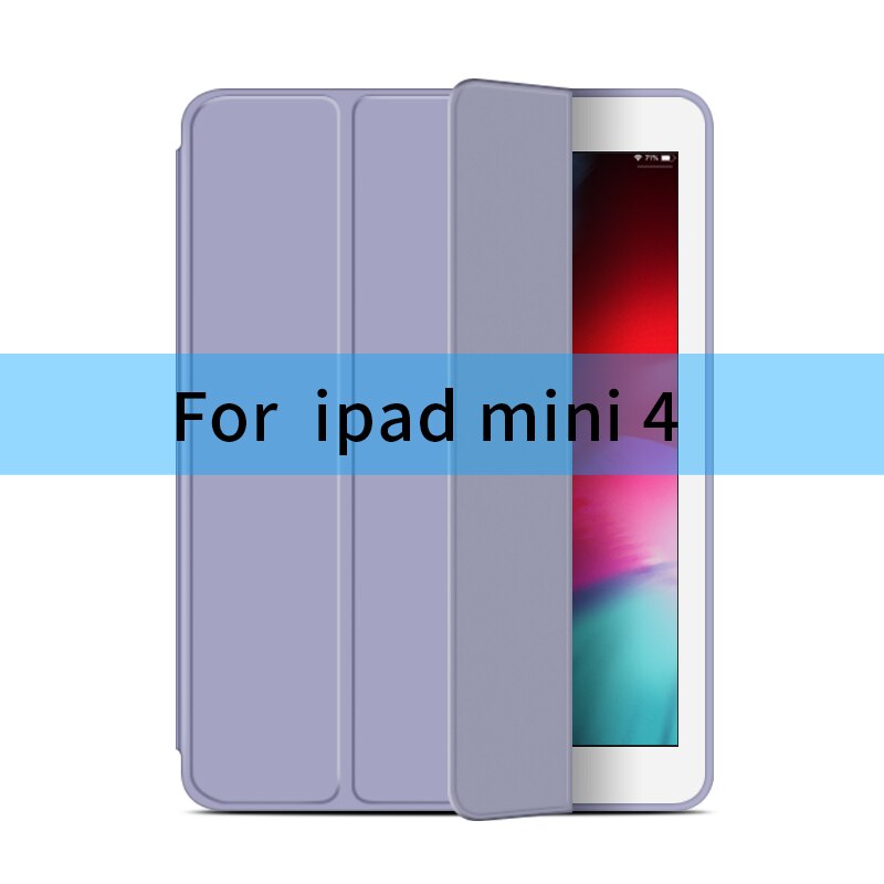 For iPad Air 2 Air 1 Case 9.7 Funda Silicone Soft Back 10.5 Pu Leather Smart Case for iPad mini 1 2 3 4 5 generation Case: mini 4-Gray purple