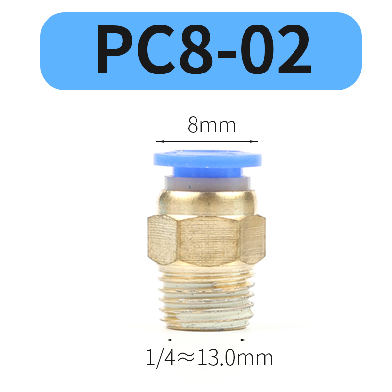 PC Air Pneumatic Fitting 4mm 6mm 8mm 10mm 12mm Male Thread 1/4 1/2 1/8 3/8 Compressed Hose Tube Pipe 4-M5 6-M5 Quick Connector: PC8-02