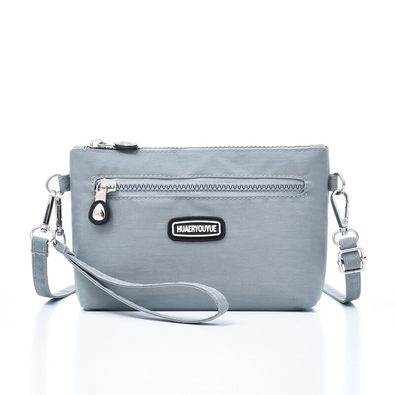 Bolsa de ombro feminina pequena moda à prova dnylon água náilon mulheres mensageiro sacos alta qualidade mini senhora sacos crossbody bolsas bolsa sac: silver grey