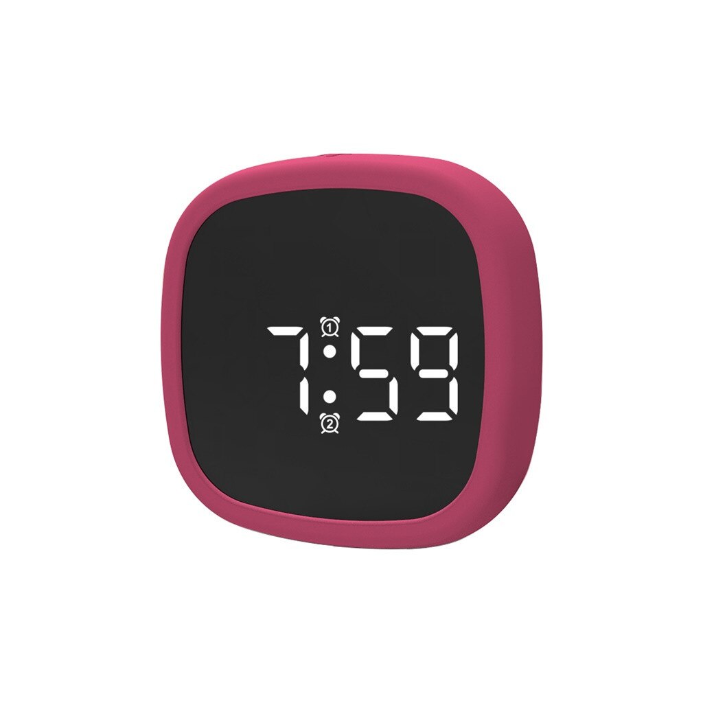 Led alarme colock voz-ativado digital mesa gadget digital alarme termômetro noite brilhante led relógio de mesa eletrônico: pink