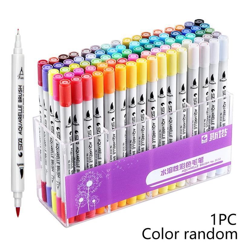1 stk kunstmarkører akvarelbørste pen dobbelt hoved manga skitse penne til tegning af kunstforsyninger maling dobbelt tip pen: Default Title