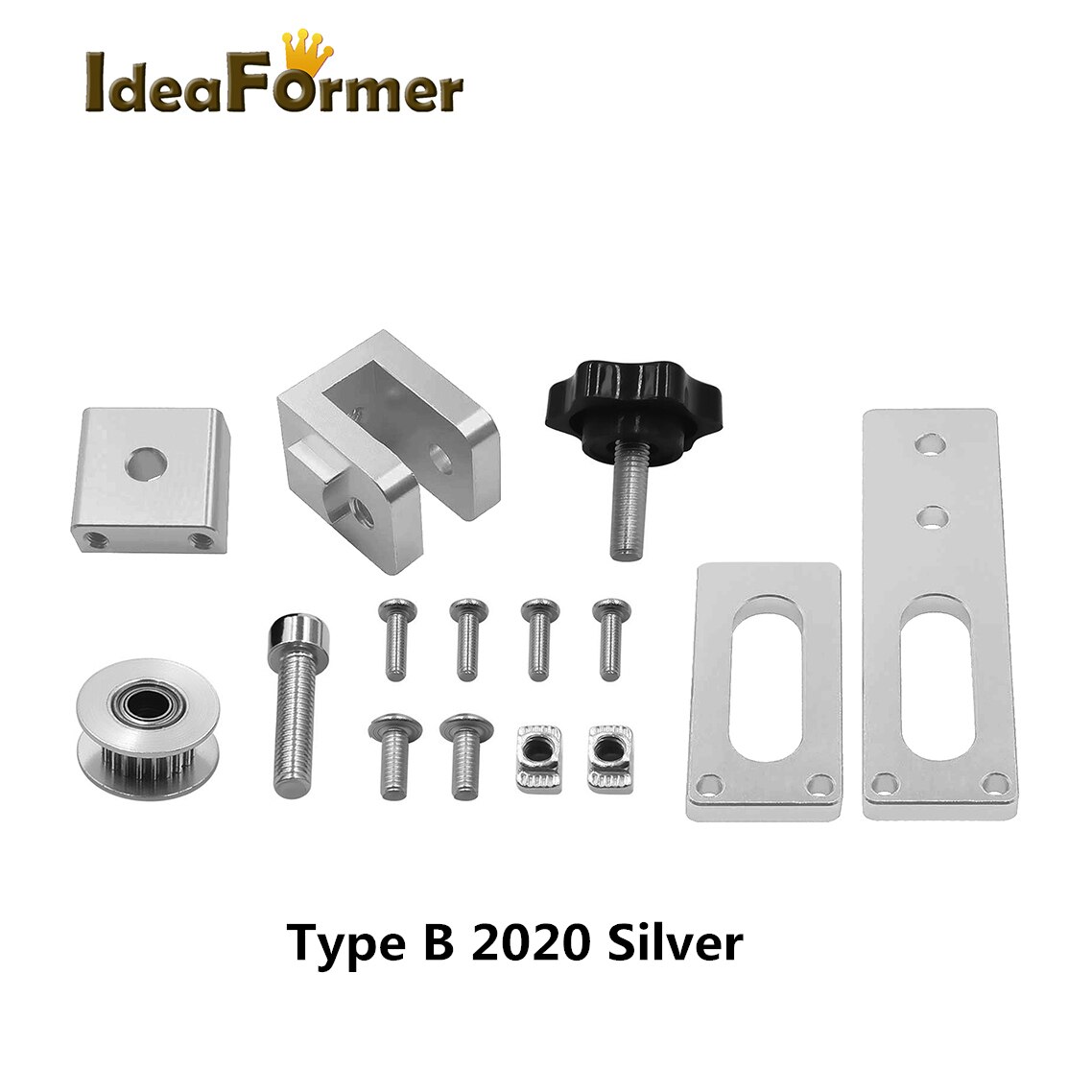 Upgrade Profiel X-As Synchrone Riem Stretch Rechtzetten Spanner Voor Ender-3 Creality CR-10 CR-10S 3D Printer Onderdelen.: Type B Silver