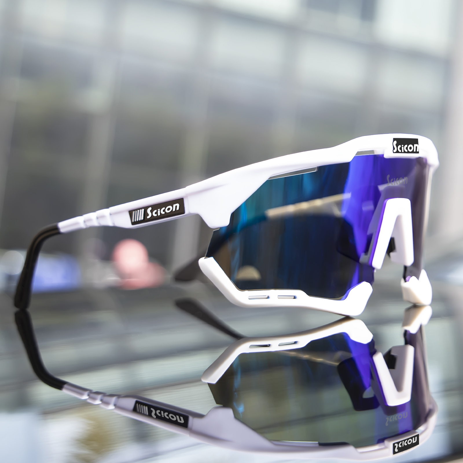 men's and women's photochromic cycling glasses, mountain cycling glasses, outdoor sports, sunglasses, road cycling glasses, UV4: Silver / WHITE