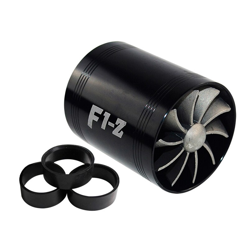 F1-Z Double Supercharger Turbine Turbo Charger Air Intake Gas Fuel Saver Fan VR-FSD11