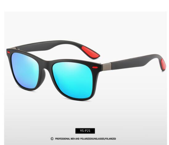 QS01 Klassieke Vierkante Sport Zonnebril Mannen Vrouwen Strand Zonnebril Gepolariseerde Zonnebril Mannelijke Vrouwelijke UV400 Bril: P21-blue