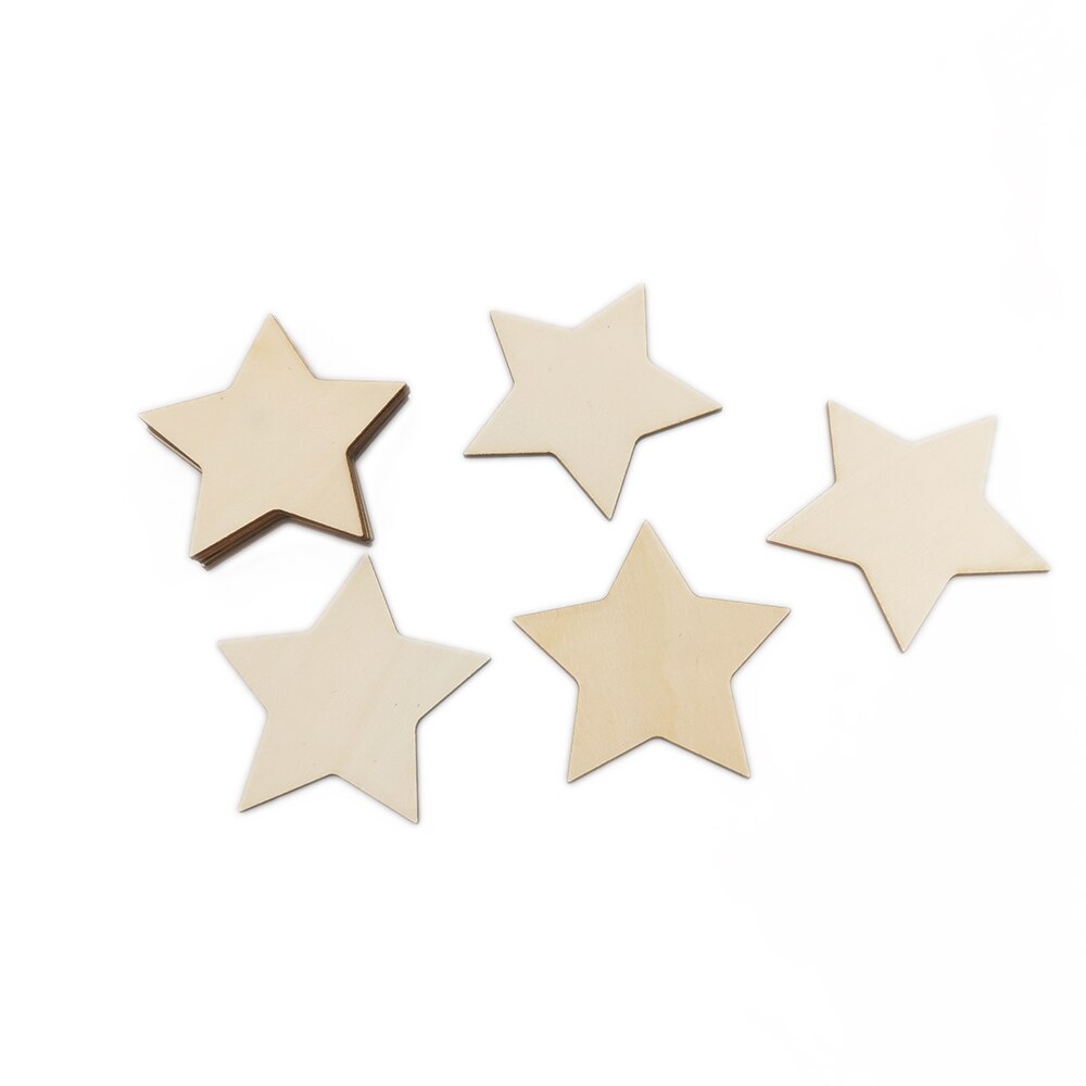10pcs 80mm Wood Slices Wooden Stars Wood Star Slices Star Embellishments Wedding Crafts Making